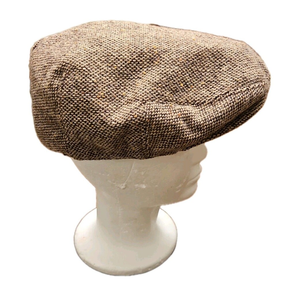 Patrick Francis Irish Mens Flat Cap Brown Tweed Newsboy Hat Wool Blend, Large - Picture 3 of 7